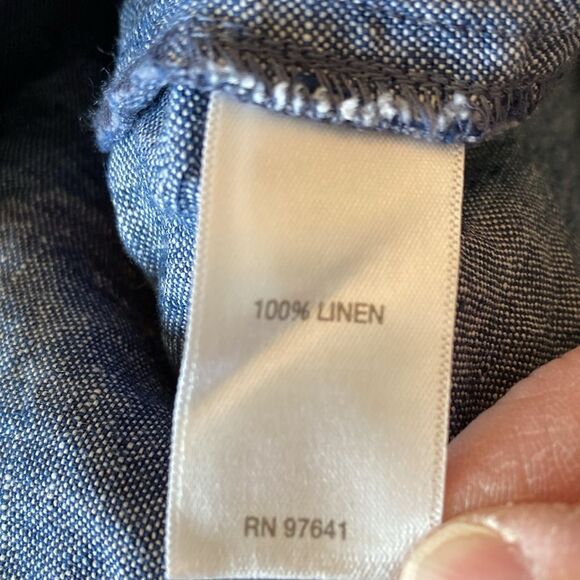 J Jill Love Linen Pull On Linen Pant Size LT Blue Straight Leg Coastal - Picture 8 of 10